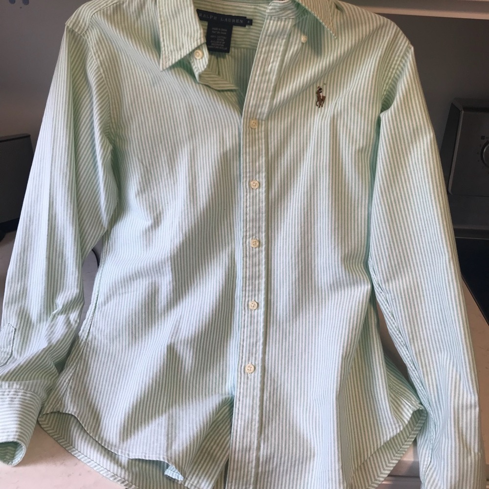 Light green striped Ralph Lauren Button Up